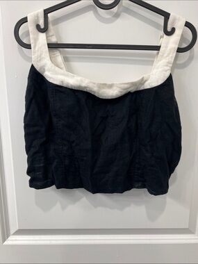 Abercrombie & Fitch Black Crop Top with White Trim